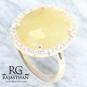 Rajasthan Gems Ring 925 Sterling Silver Women Men Unisex Natural Multi Sapphire Gem Stone Gemstone & Cubic Zirconia CZ Handmade Gift G717