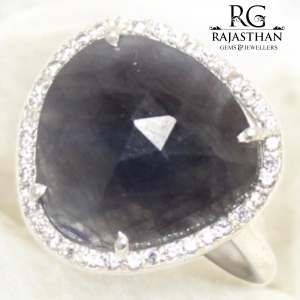 Rajasthan Gems Ring 925 Sterling Silver Women Men Unisex Natural Multi Sapphire Gem Stone Gemstone & Cubic Zirconia CZ Handmade Gift G723