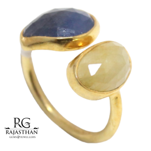Rajasthan Gems Adjustable Ring 925 Sterling Silver Women Gold Rhodium Natural Multi Sapphire Gem Stone Gemstone Handmade Gift G732