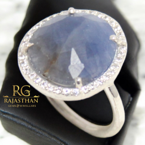 Rajasthan Gems Ring 925 Sterling Silver Women Men Unisex Natural Multi Sapphire Gem Stone Gemstone & Cubic Zirconia CZ Handmade Gift G733