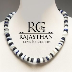 Rajasthan Gems Beaded Necklace Mala Natural Lapis Lazuli Rose Qaurtz Labradorite & Rainbow Gem Stone Beads Women Gift G773