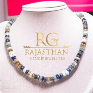Rajasthan Gems Beaded Necklace Mala Natural Semi Precious Gem Stone Beads Stones Gems Women Gift G776