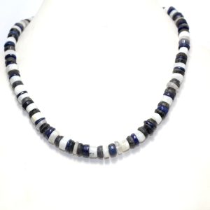 Rajasthan Gems Beaded Necklace Mala Natural Lapis Lazuli Labradorite & Rainbow Gem Stone Women Gift G778