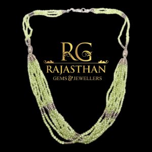 Rajasthan Gems Necklace Strand Stackable 925 Sterling Silver Natural Peridot Gem Stone Gemstone Women Handmade Gift G882