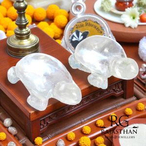 Rajasthan Gems 2pcs Set Natural Crystal Gem Stone Tortoise Figurine Fengshui Vaastu Good Luck Fortune Handmade Handcrafted Gift Home Decor G925