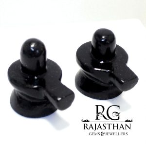 Rajasthan Gems 2pcs Set Small Shivling Statue Shiv Shiva Lingam Mahadev Natural Black Gem Stone Hindu Religious Pooja Handmade G926
