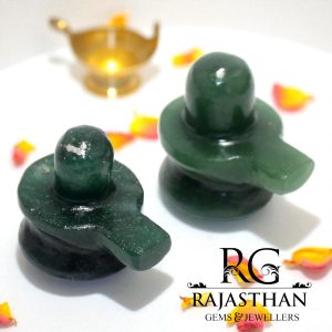 Rajasthan Gems 2pcs Set Small Shivling Statue Shiv Shiva Lingam Mahadev Natural Green Jade Gem Stone Hindu Religious Pooja Handmade G927