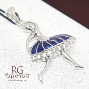 Rajasthan Gems Ballerina Charm Pendant 925 Sterling Silver Cubic Zirconia CZ Stone Enamel Meena Women Girl Kid Baby Handmade Gift Dancing G985