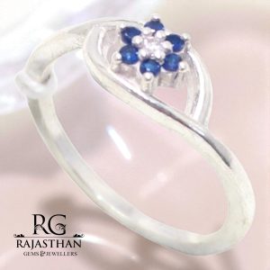 Rajasthan Gems Flower Ring 925 Sterling Silver Cubic Zirconia CZ Stone Women Handmade Gift H003