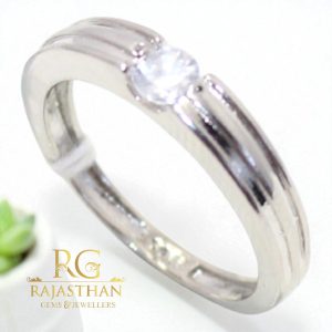 Rajasthan Gems Mens Solitaire Ring Band 925 Sterling Silver Cubic Zirconia CZ Stone White Rhodium Gift Men Handmade H006
