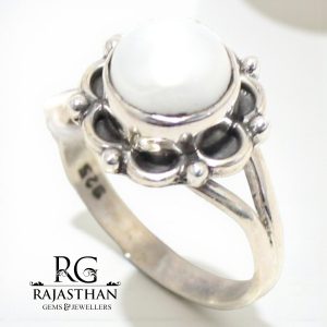 Rajasthan Gems Ring 925 Sterling Silver Women Natural Freshwater Pearl Gem Stone Handmade Gift Gemstone H088