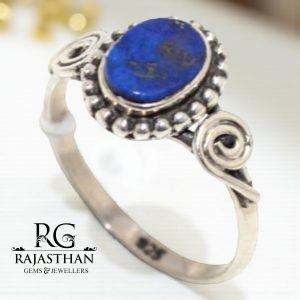 Rajasthan Gems Ring 925 Sterling Silver Women Natural Lapis Lazuli Gem Stone Handmade Gift Gemstone H095