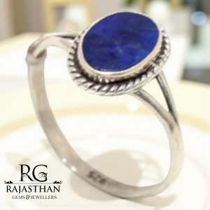 Rajasthan Gems Ring 925 Sterling Silver Women Natural Lapis Lazuli Gem Stone Handmade Gift Gemstone H098