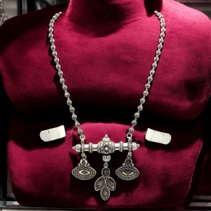 Rajasthan Gems Necklace 925 Sterling Silver Solid Silver Beads Tribal Temple Jewellery Hand Engraved Handmade Women Gift India H168