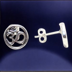 Rajasthan Gems Om Aum Stud Earrings Tops Solid 925 Sterling Silver Traditional Tribal Women Handmade Unisex Gift H169
