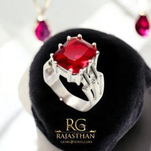 Rajasthan Gems Mens Ring Silver 925 Sterling Red Hydro Stone Handmade Engraved Women Men Unisex Gift H198