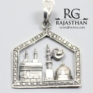 Rajasthan Gems Charm Pendant Mecca Mekka Makka Madina Allah God 925 Sterling Silver Men Women Unisex Handmade Gift H351