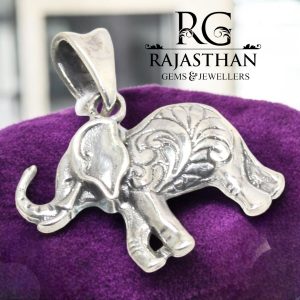 Rajasthan Gems Elephant Charm Pendant 925 Sterling Silver Women Men Unisex Handmade Gift H353