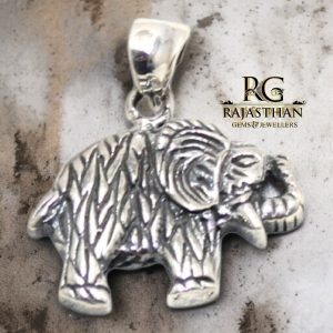 Rajasthan Gems Elephant Charm Pendant 925 Sterling Silver Women Men Unisex Handmade Gift H359