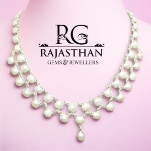 Rajasthan Gems Necklace 925 Sterling Silver Natural Freshwater Pearl Gem Stone Women Gift Handmade H378
