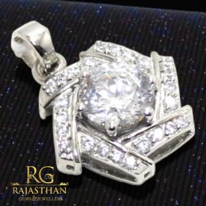 Rajasthan Gems Pendant 925 Sterling Silver Cubic Zirconia CZ Stone Men Women Unisex Handmade Gift H394