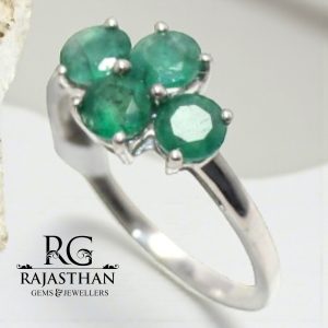 Rajasthan Gems Ring 925 Sterling Silver Natural Emerald Panna Gem Stone Women Handmade Gift H404