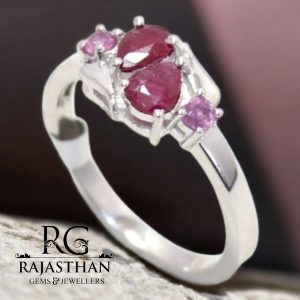 Rajasthan Gems Ring 925 Sterling Silver Natural Ruby Manik Gem Stone Women Handmade Gift H422
