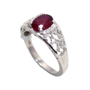 Rajasthan Gems Ring 925 Sterling Silver Natural Ruby Manik Gem Stone Diamonds Diamond Women Handmade Gift H431