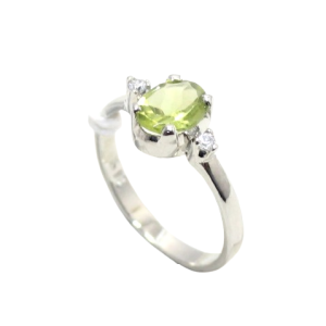Rajasthan Gems Ring 925 Sterling Silver Natural Peridot Gem Stone & Cubic Zirconia CZ Handmade Women Gift H456
