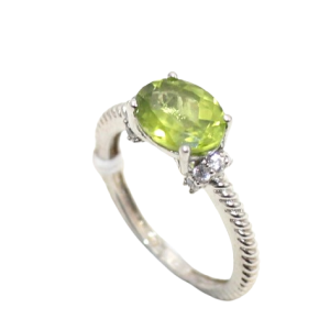 Rajasthan Gems Ring 925 Sterling Silver Natural Peridot Gem Stone & Cubic Zirconia CZ Handmade Women Gift H464