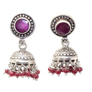 Rajasthan Gems Jhumki Jhumka Earrings Silver 925 Sterling Traditional Tribal Natural Onyx Gemstone Stone Handmade Gift Women H476