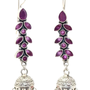 Rajasthan Gems Jhumki Jhumka Earrings 925 Sterling Silver Traditional Tribal Natural Onyx Gem Stone Handmade Gift Women H477