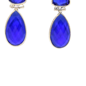 Rajasthan Gems Dangle Earrings 925 Sterling Silver Blue Hydro Stone Women Handmade Gift H478
