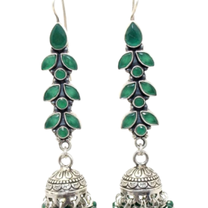 Rajasthan Gems Jhumki Jhumka Earrings 925 Sterling Silver Traditional Tribal Natural Onyx Gem Stone Handmade Gift Women H481