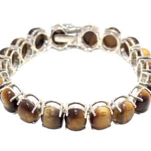Bracelet 925 Sterling Silver Jewelry Natural Tigers Eye Gem Stone Unisex Handmade Men Women Gift H562