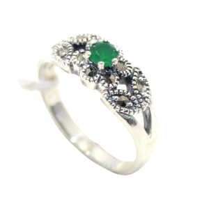 Rajasthan Gems Ring 925 Sterling Silver Onyx & Marcasite Gem Stone Women Handmade Gift H573