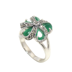 Rajasthan Gems Ring 925 Sterling Silver Onyx & Marcasite Gem Stone Women Handmade Gift H587