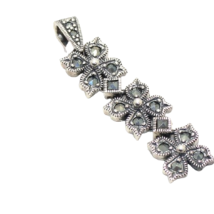 Rajasthan Gems Pendant 925 Sterling Silver Marcasite Stone Women Handmade Gift H591