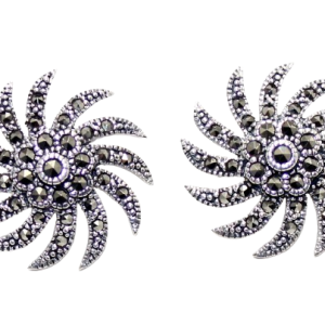 Rajasthan Gems Stud Earrings Tops 925 Sterling Silver Marcasite Gem Stone Handmade Women Gift H671