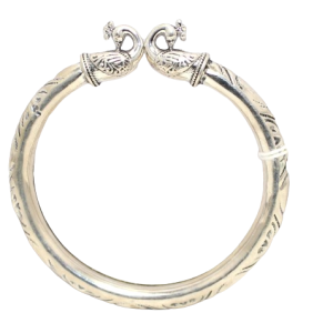 Rajasthan Gems Spring Bangle Kada Peacock 925 Sterling Silver Traditional Tribal Handmade Men H683