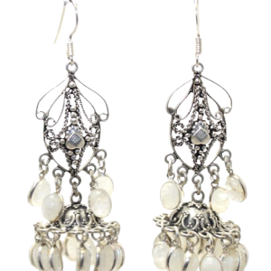 Dangle Earrings 925 Sterling Silver Natural Rainbow Moonstone Gem Stone Handmade Women Gift Traditional H696