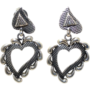 Rajasthan Gems Heart Earrings 925 Sterling Silver Handmade Women Gift Traditional H703