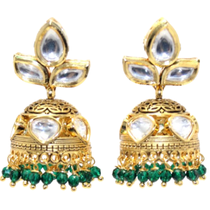 Rajasthan Gems Jhumki Jhumka Earrings Gold Rhodium Alloy Steel Pearl & Cubic Zirconia Kundan Uncut Jadau Polki Stone Women Handmade Wedding Gift H764