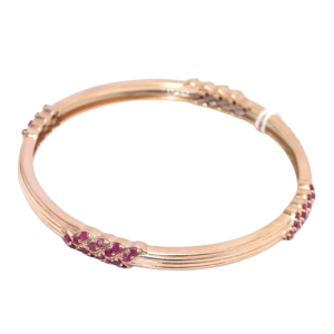 Rajasthan Gems Designer Bangle Kada 925 Sterling Silver Rose Gold Rhodium Natural Ruby Gem Stone Handmade Women Gift H817