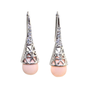 Dangle Earrings 925 Sterling Silver Mother of Pearl MOP Gem Stone Handmade Traditional Women Gift H833