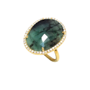 Ring 925 Sterling Silver Women Gold Rhodium Natural Sapphire Gem Stone Gemstone & Cubic Zirconia CZ Handmade Gift H932