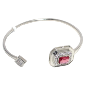 Rajasthan Gems Spring Bracelet Bangle Kada 925 Sterling Silver Cubic Zirconia CZ Stone Women Adjustable Gift H937