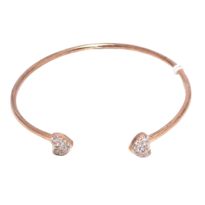 Rajasthan Gems Spring Heart Bracelet Bangle Kada 925 Sterling Silver Pink Rose Gold Rhodium Cubic Zirconia CZ Stone Women Adjustable Gift H938