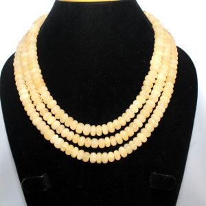 Rajasthan Gems Adjustable Necklace 3 Line Bunch Strand String Beaded Jewellery Women Natural Yellow Jade Gem Stone Bead Gemstone Gift H943