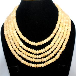 Rajasthan Gems Adjustable Necklace 5 Line Bunch Strand String Beaded Jewellery Women Natural Yellow Jade Gem Stone Bead Gemstone Gift H944